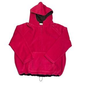 Elisabeth Liz Claiborne Hot Pink Fleece Hooded Pullover 1/4 Zip Women Size 2/L